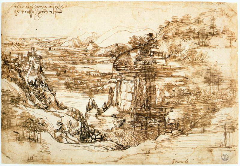 Paesaggio con fiume Leonardo da Vinci
