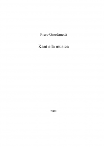 Kant e la musica, Piero Giordanetti, cover